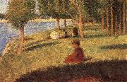 Georges Seurat The Person sat on the Lawn painting